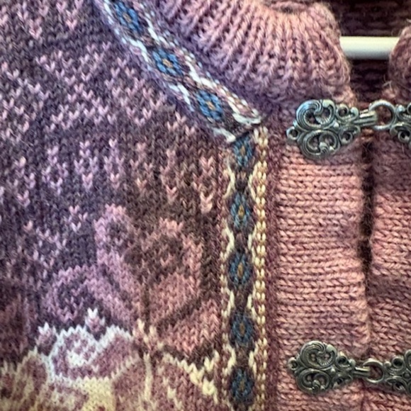 DALE of NORWAY Women's sz M (EUR 42) Nordic knit cardigan pure wool beige mauve - Picture 8 of 16